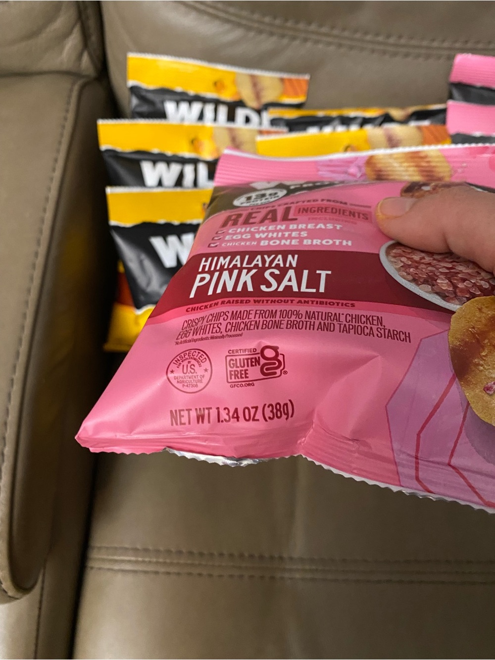 WILDE Protein Chips 9 Chicken&Waffles and Himalayan Pink Salt 1.34 oz Exp 2/27 - Picture 4 of 5